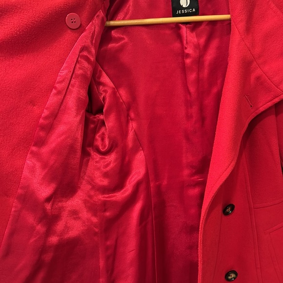 Women's Red Double-Breasted Coat - Picture 7 of 8